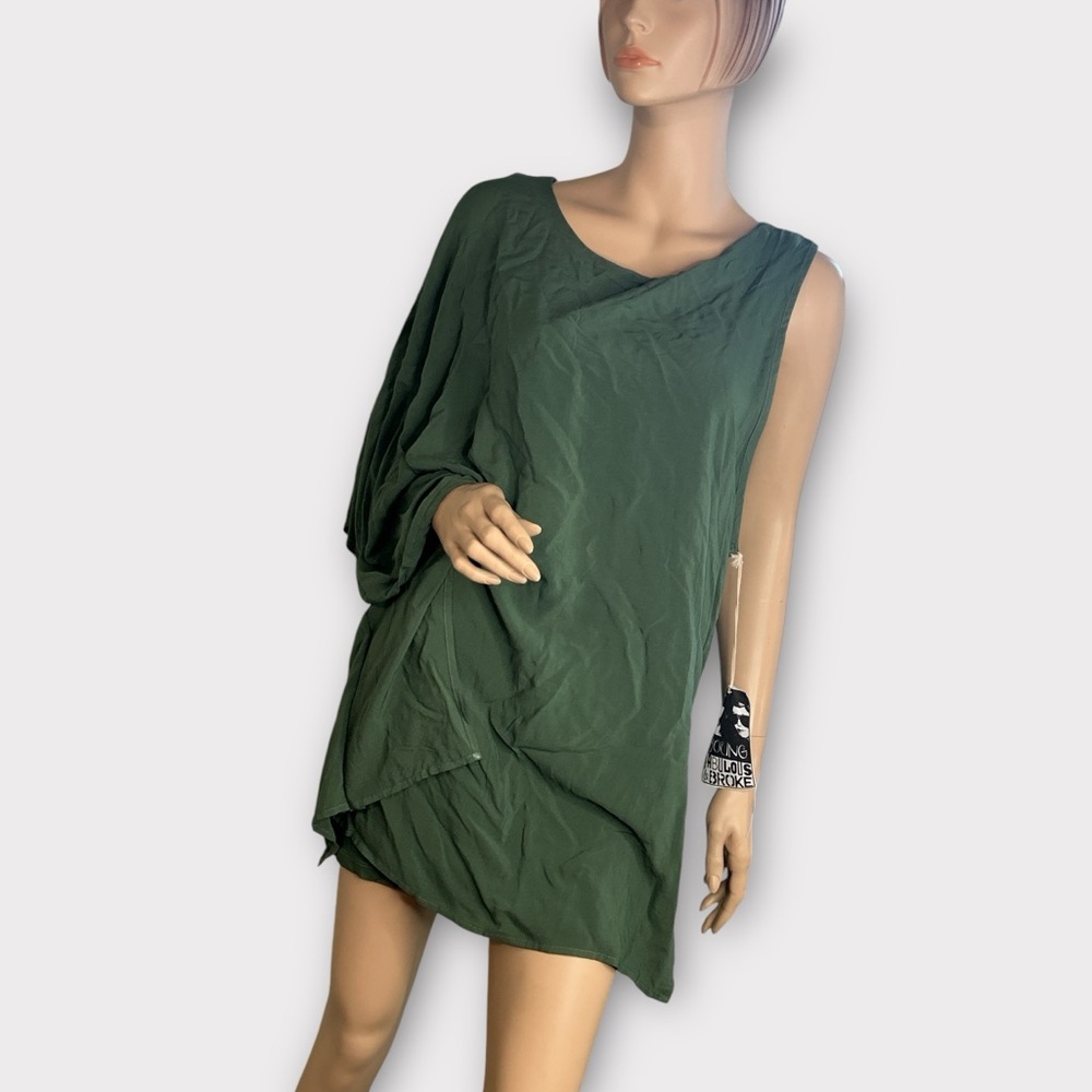 Young Fabulous Broke Asymmetric Dress Size S Green Sleeveless Short Flowy Cold